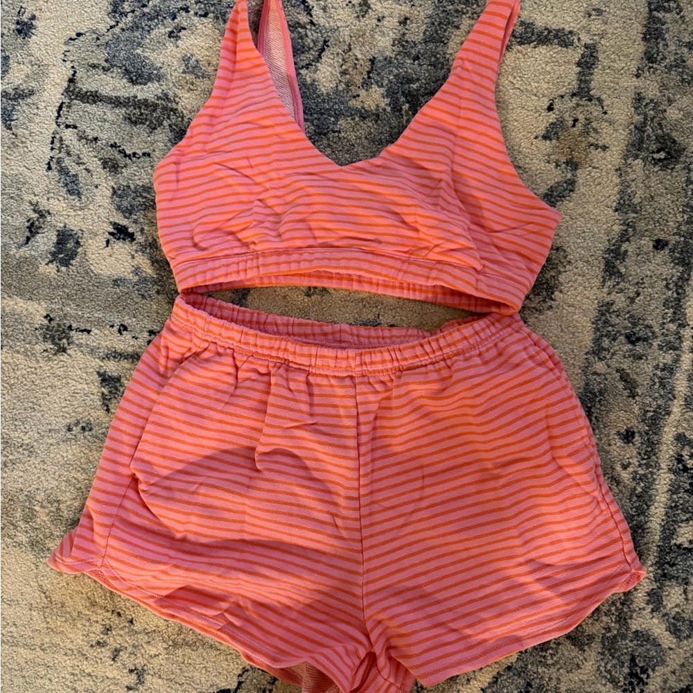 wild fable Pink Striped Lounge Set